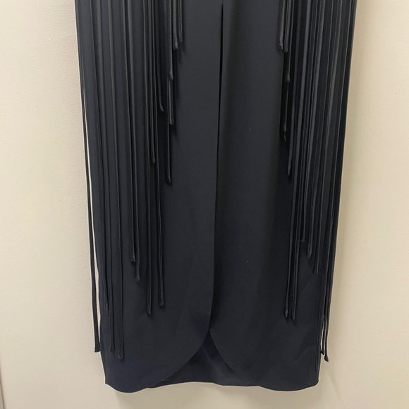 NWOT Designer Cocktail/Party Black Women's Dress with Beaded Straps Fringes - Picture 14 of 15